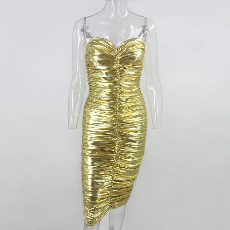 Ohvera Золотое облегающее Бандажное платье для женщин с открытыми плечами миди летнее платье с открытой спиной Сексуальные вечерние платья