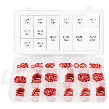 

150pcs 18 Sizes Red Steel Paper Fiber Flat Washers Kit Insulation Washer Assorted Set with Box