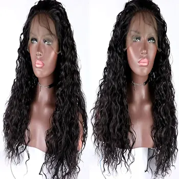 

Bombshell Synthetic 13*3 Lace Front Wig Black Water Wave Heat Resistant Fiber Natural Hairline With Baby Hair For Women Wigs