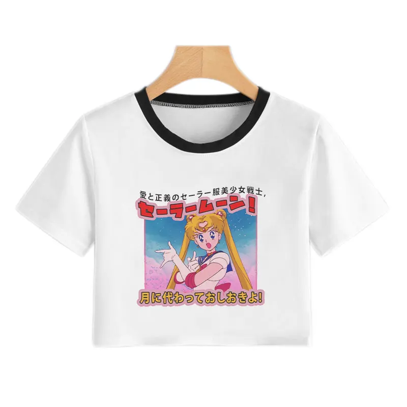 2875 Новая мода Сейлор Мун летняя футболка Женская Harajuku короткий рукав Забавный Ulzzang футболка милый кот футболка Мультфильм Топы тройники Женские - Цвет: 2875