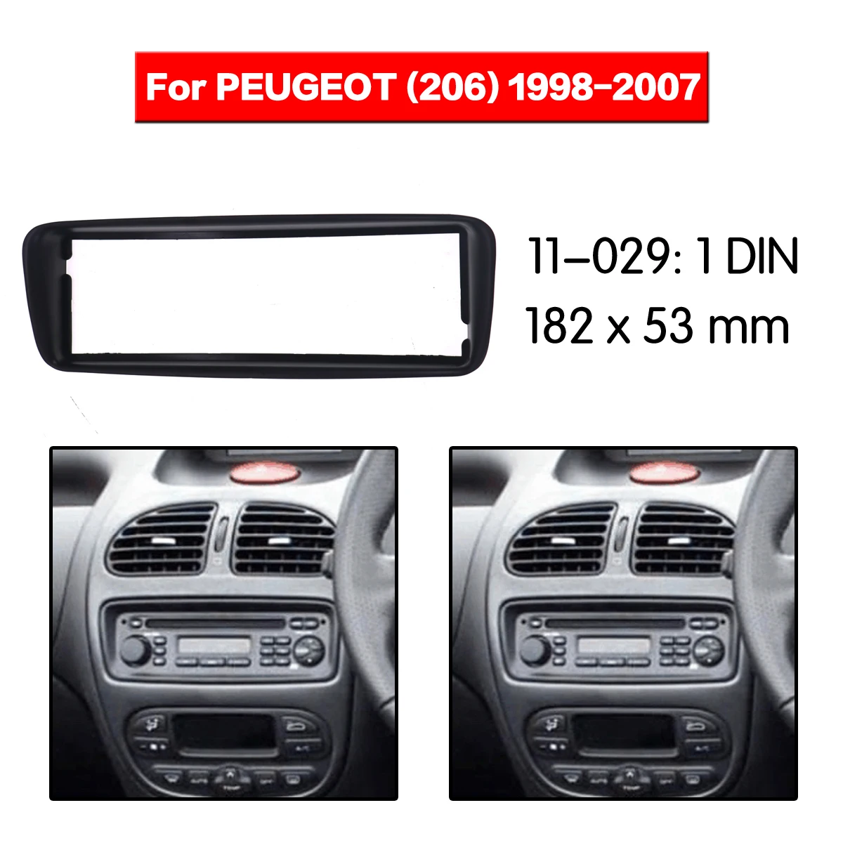 Стерео панель пластина автомобиля радио фасции объемного для PEUGEOT(206) 1998-2007 DVD переоборудование рамка