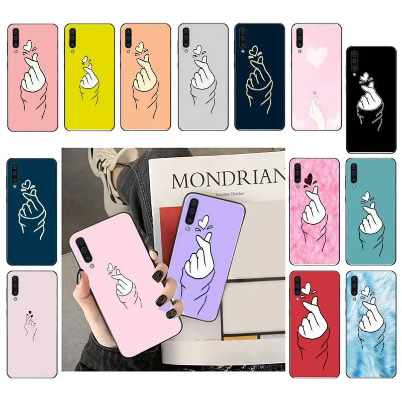 Love on the finger kpop heart чехол для телефона Samsung Galaxy A7 A50 51 A70 80 A40 A20 A30 A8 A6 Plus A9 A71 | Мобильные