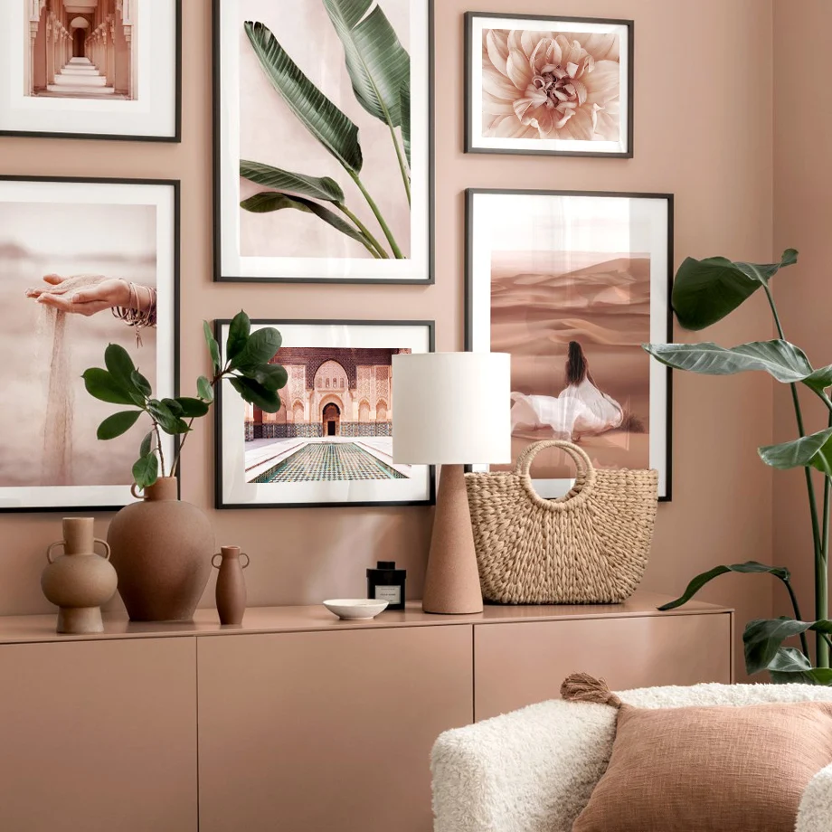 Morocco-Marrakech-Archway-Sand-Flower-Leaf-Plants-Nordic-Poster-Wall-Art-Print-Canvas-Painting-Decor-Pictures