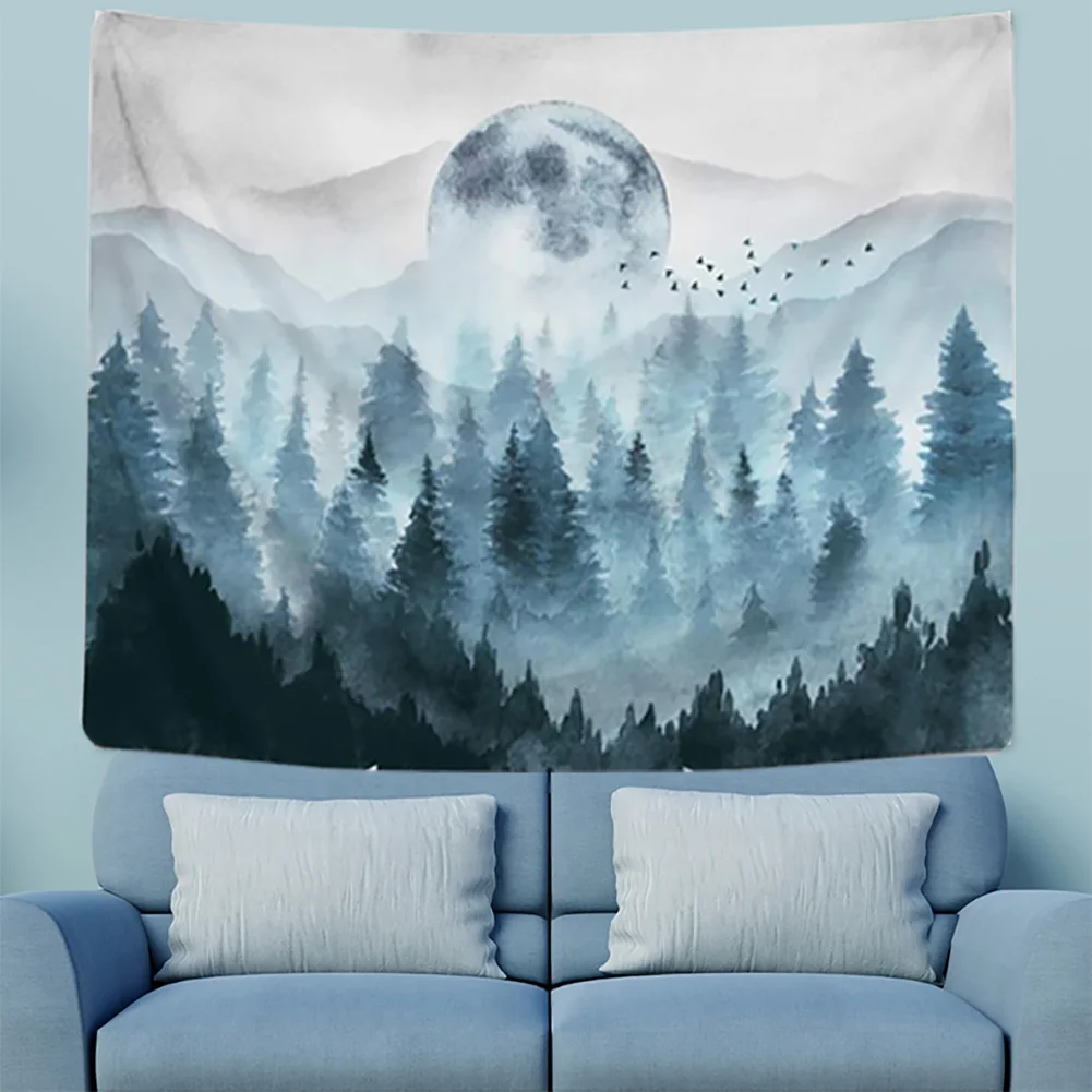 Beach Home Decoration Soft Misty Forest Living Room Art Gift Tapestry Landscape Wall Hanging Non-toxic Ornament Bedroom Nature