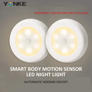 

Smart Body Motion Sensor 6 LED Night Light Wireless Detector Hallway Pathway Closet Wall Lamp Light With Magnet Auto On/Off