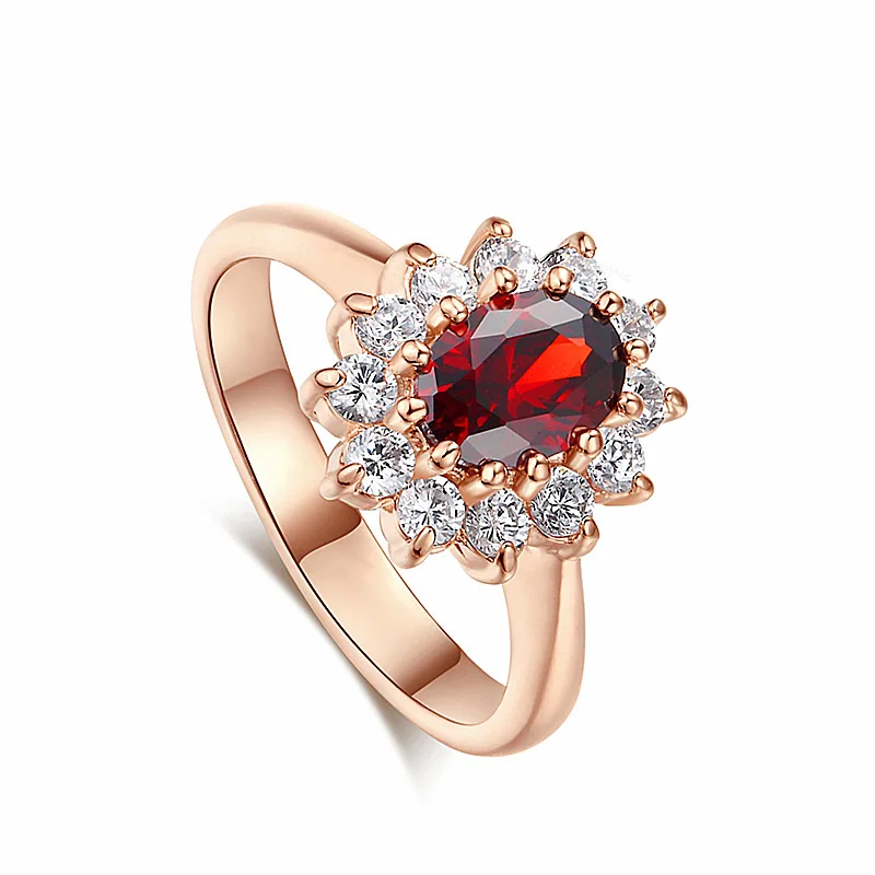 High-end foreign trade Europe and the United States popular engagement ring blue zircon real gold colour ring wholesale