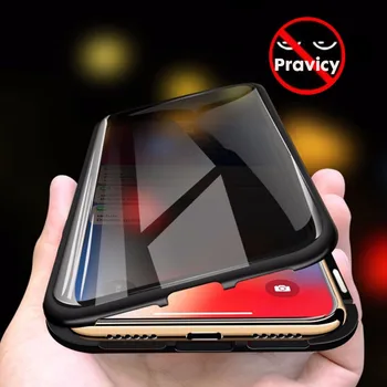

360 Privacy Magnetic Adsorption Case For iPhone XS MAX XR X 7 8 6 6s Plus Front Back Tempered Glass Full Protective Case Cover