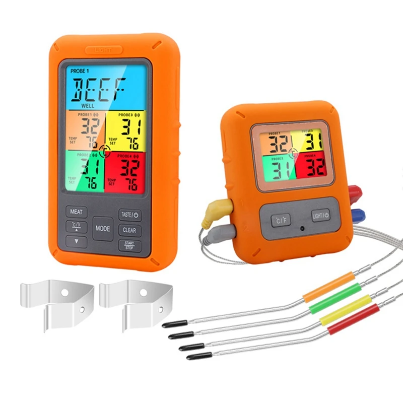Wireless Meat Thermometer Upgraded Digital Food for Cooking with 4 Temperature Probes Steak Oven BBQ |