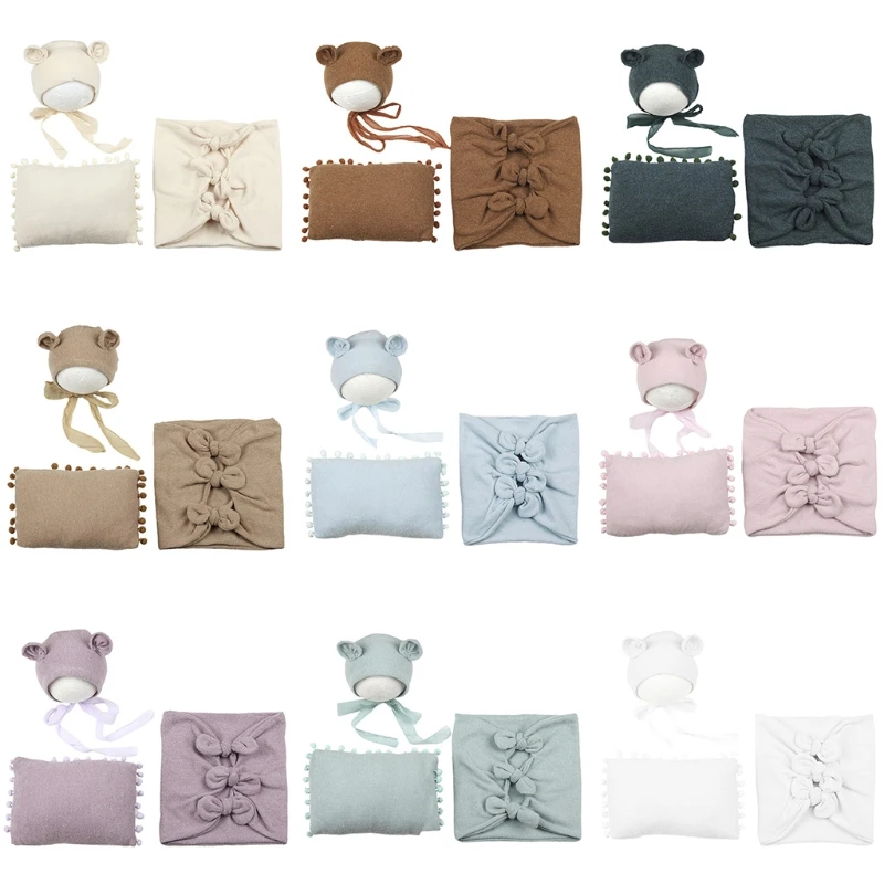Baby Hat Pillow Wrap 3Pcs/Set Newborn Photography Props