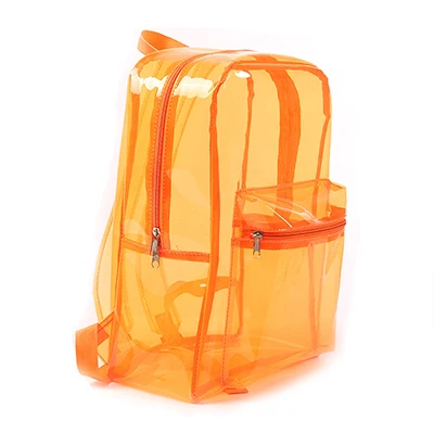 orange Прозрачный рюкзак из ПВХ, женские школьные сумки для девочек-подростков, яркие цвета, желеобразные сумки, рюкзак для книг, рюкзак для путешествий, Кристальные пляжные сумки - Цвет: orange