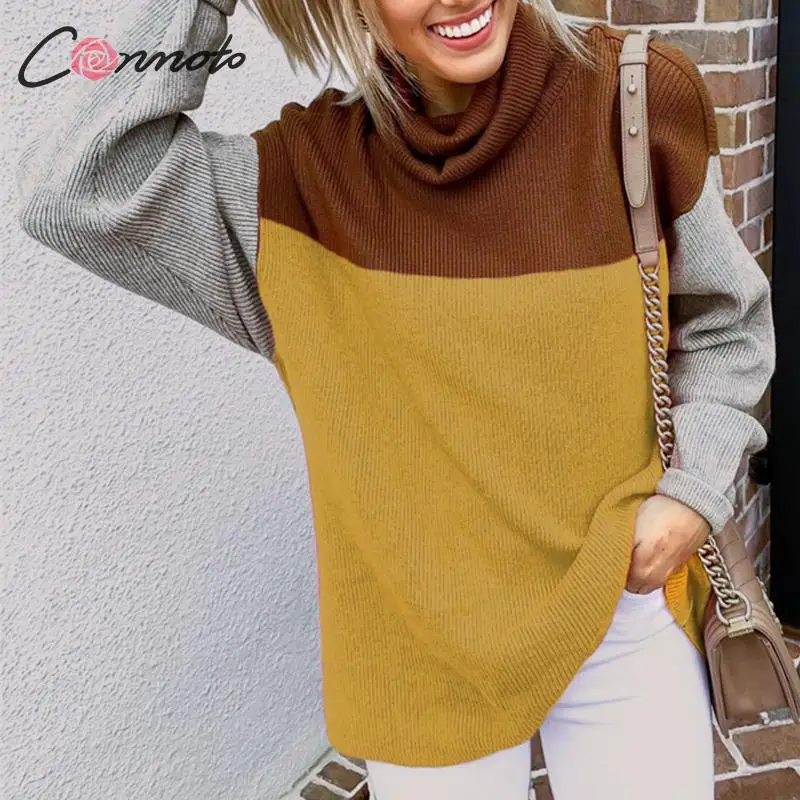 Conmoto осень зима 2019 вязаный свитер женские трикотажные изделия пэчворк harajuku