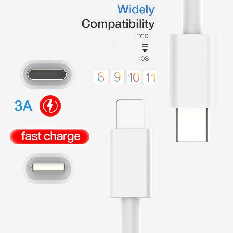 PD 18W Fast Charging Cable Type USB C For iPhone 13 mini 11 12 pro max Xs X xr 8 USB-C Type-C 3A quickly Charge Cable Data Line 65 w charger