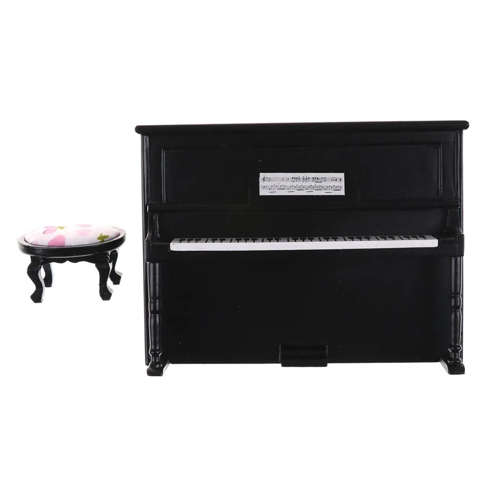 Деревянный черный пианино мини кукла Масштаб Модель для 1/12 кукольный домик Миниатюрный