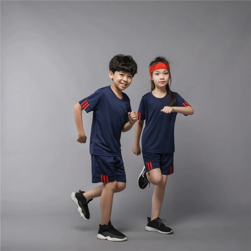 Детский спортивный костюм для мальчиков и девочек дышащий Бег футбол мяч тренировочный баскетбольный мяч дети Подростковая спортивная одежда майки