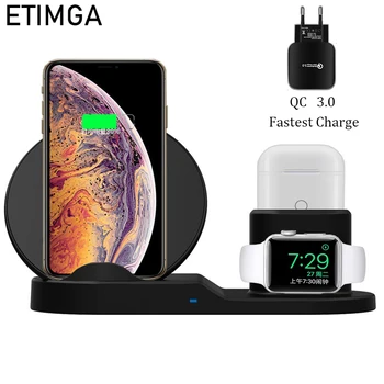 

3 in 1 10W Fast Wireless Charger Dock Station Fast Charging For iPhone 11 PRO Max for Apple Watch 2 3 4 For AirPods For Samsung