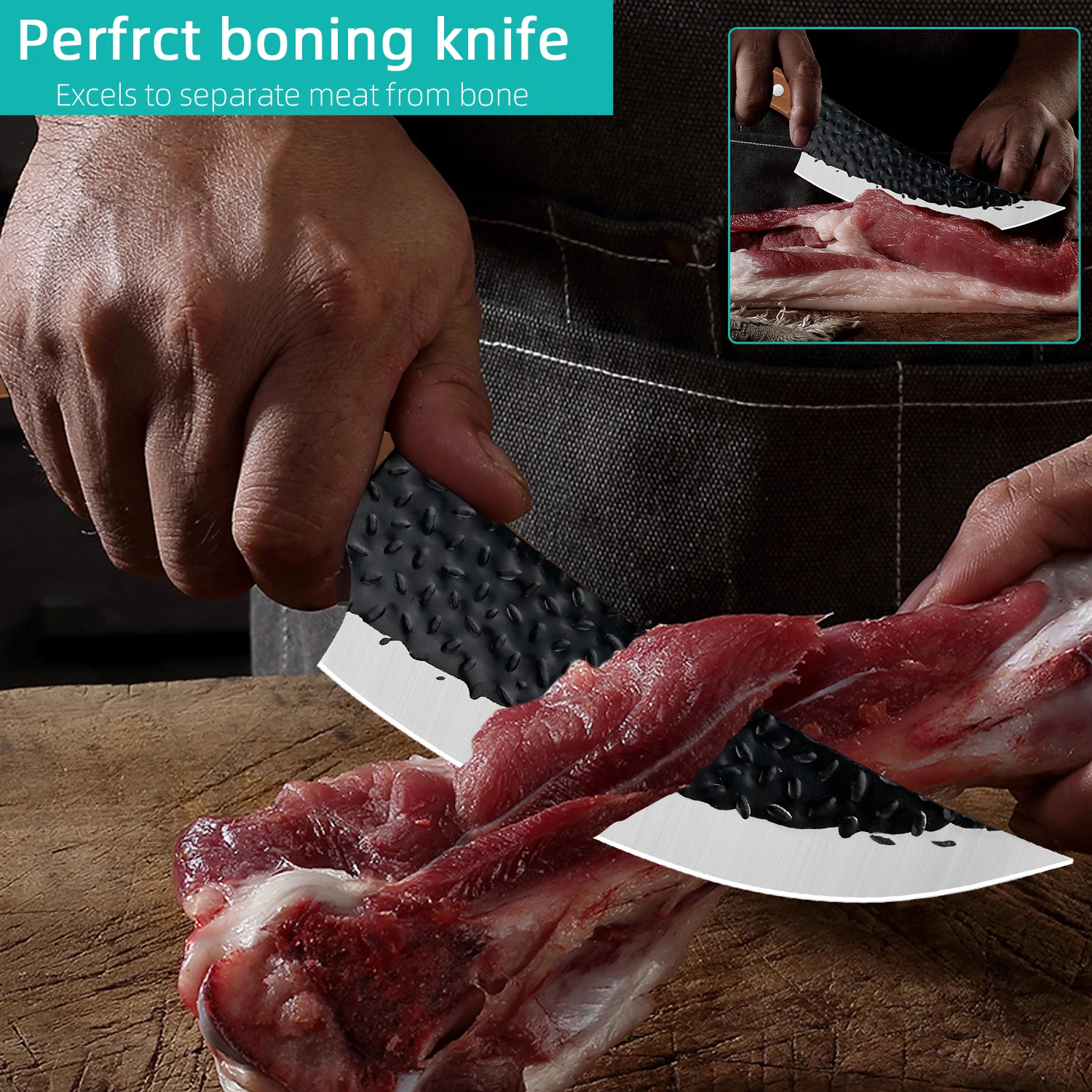 Kitchen Chef Knife Handmade Stainless Steel Full-Tang Forged Fishing Butcher Boning Meat Cleaver Multifunctional Cooking Cutter - 2