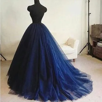 

Elegant Navy Blue Zipper Style Floor Length Tutu Skirts 2020 Fashion