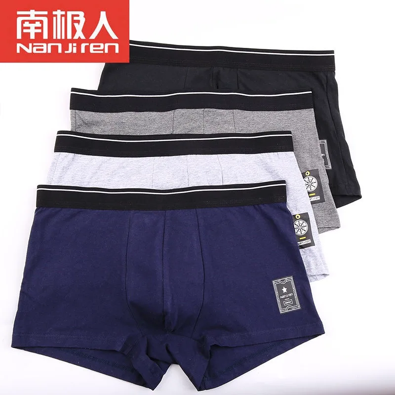 4PCS/Lot Men Underwear Cotton Boxers Panties Comfortable Sexy Solid Cuecas Trunks Mens Underpants Shorts Sexy Solid Male Panties