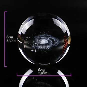 

6Cm Diameter Globe Galaxy Miniatures Crystal Ball 3D Engraved Quartz Glass Ball Sphere Home Decoration Accessories Gifts Just Ba