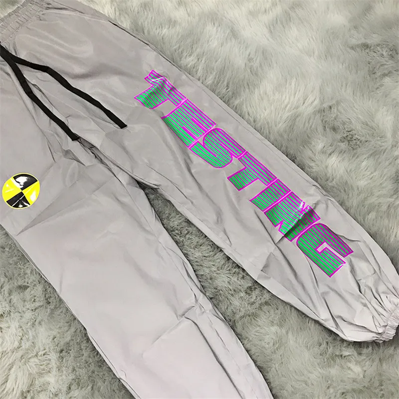 Asap Rocky Testing 3M Светоотражающие штаны Kanye West повседневные спортивные штаны на завязках спортивные штаны с вышивкой