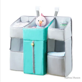 

Baby Crib Hanging Bag Diaper Storage Bag Multifunctional Washable Storage Bag Rack 300D Oxford Cloth And PP Bedside Storage Bag