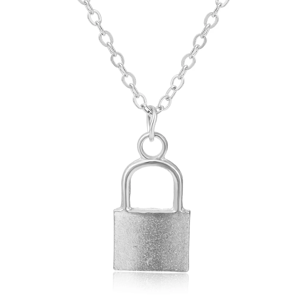 Новые женские ювелирные изделия серебряного цвета Подвеска "замок" абсолютно новая нержавеющая сталь Rolo кабельная цепь ожерелье рождественские подарки - Окраска металла: MC305