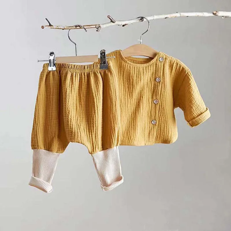 EnkeliBB/комплекты одежды из хлопка в Корейском стиле для маленьких мальчиков; футболка с длинными рукавами и штаны-шаровары; костюмы; повседневная одежда для маленьких мальчиков
