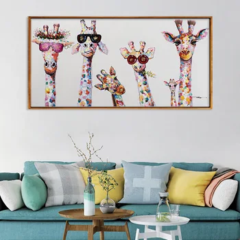 

Diamond Embroidery Graffiti Art Colorful large size 5D Diy Diamond Painting full drill Animal Giraffe family With Glasse YG1890