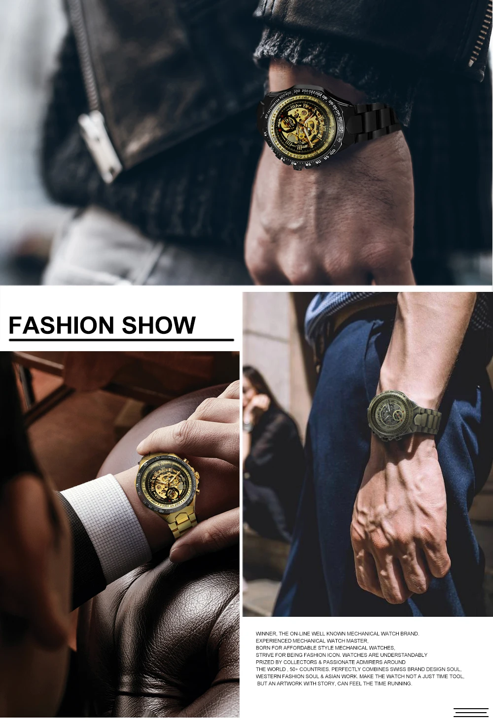 WINNER официальные винтажные Модные мужские механические часы с металлическим ремешком лучший бренд класса люкс винтажные Ретро наручные часы+ коробка