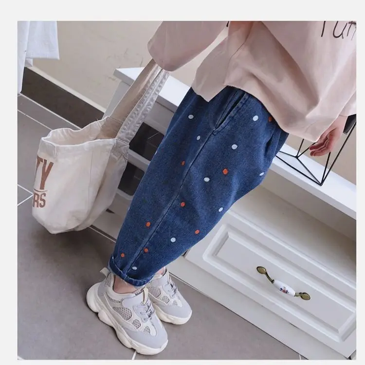 Girls Baby Polka Dot Jeans Children's Harem Pants Casual Trousers Children's Clothing 2-6 Years