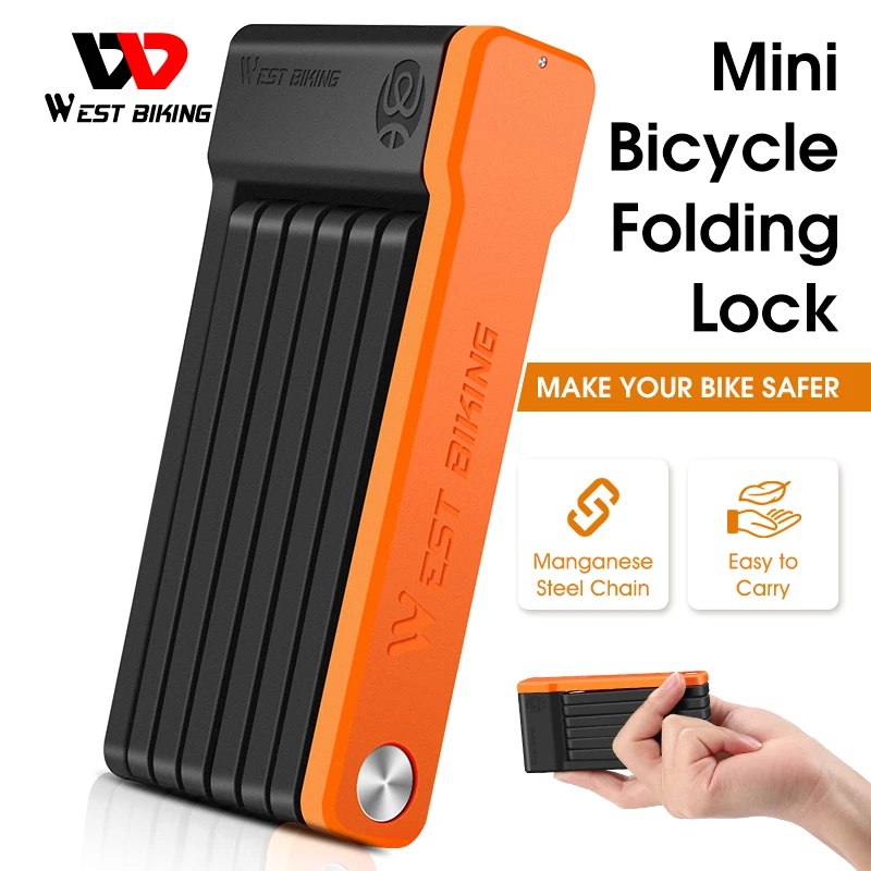 

WEST BIKING Bike Lock Anti Theft Secure Guard Folding Cycling Locks 2Keys Chain Heavy Duty Alloy Steel Bicycle Lock for Scooter