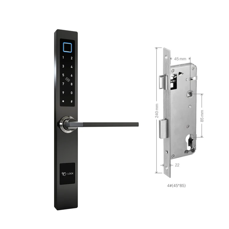 Водонепроницаемый Европейский Стиль TTlock Bluetooth доступ к отпечаткам пальцев электронный умный дверной замок для алюминиевой стеклянной двери - Цвет: Black 4585