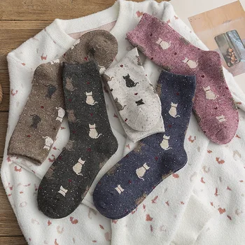 

Cartoon Creative Women Socks Trend Printing Winter New Thick Socks Personality Comfortable Breathable Warm Crew Socks Female