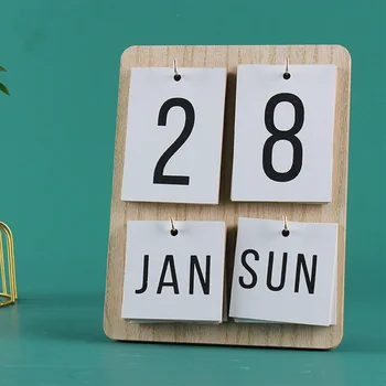 

Rustic Wooden Living Room Desk Calendar Home Decor Standing Perpetual DIY Office Supplies Cafe Nordic Style Month Date Display
