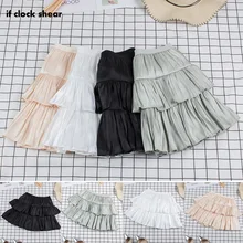 Если новая мода Кампус Ветер Женские Складки сплошной цвет юбка мягкая и удобная дышащая юбка эластичная талия тонкая юбка с подкладкой