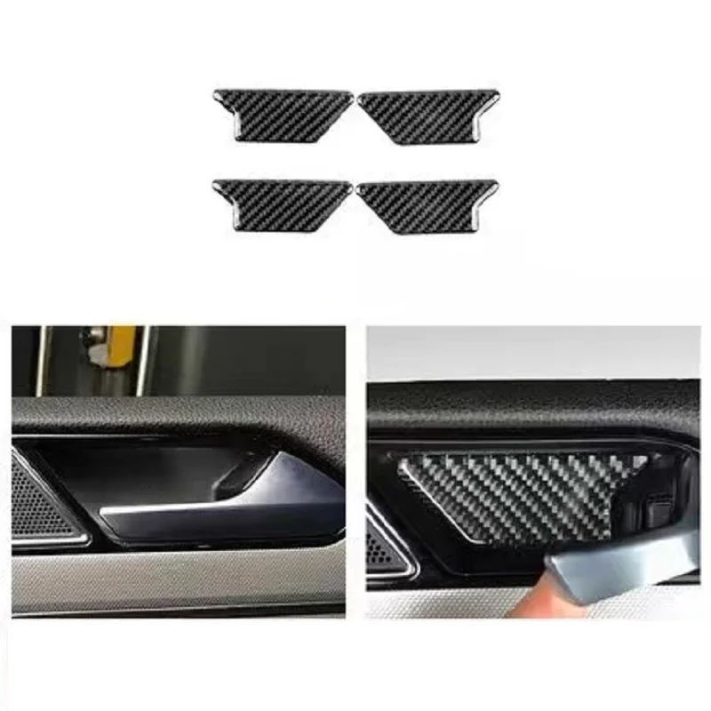 

4PCS Real Carbon Fiber Inner Door Handle Bowl Cover Trim Fit For Volkswagen Arteon 2019 Car Interior Door Handle Cover Trim