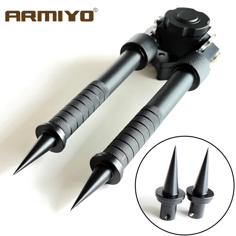 

Armiyo 2pcs/lot Aluminum Alloy V8 Bipod Spikes Feet Gun Holder Adapter Quick Install Release Replacement Hunting Accessories