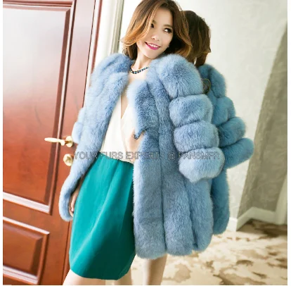 Windproof Warm Outwear Monteau Femme Hiver Thicken Modern Streetwear Womens Tops and Blouses Fashion Slim Real Fox Fur Coat