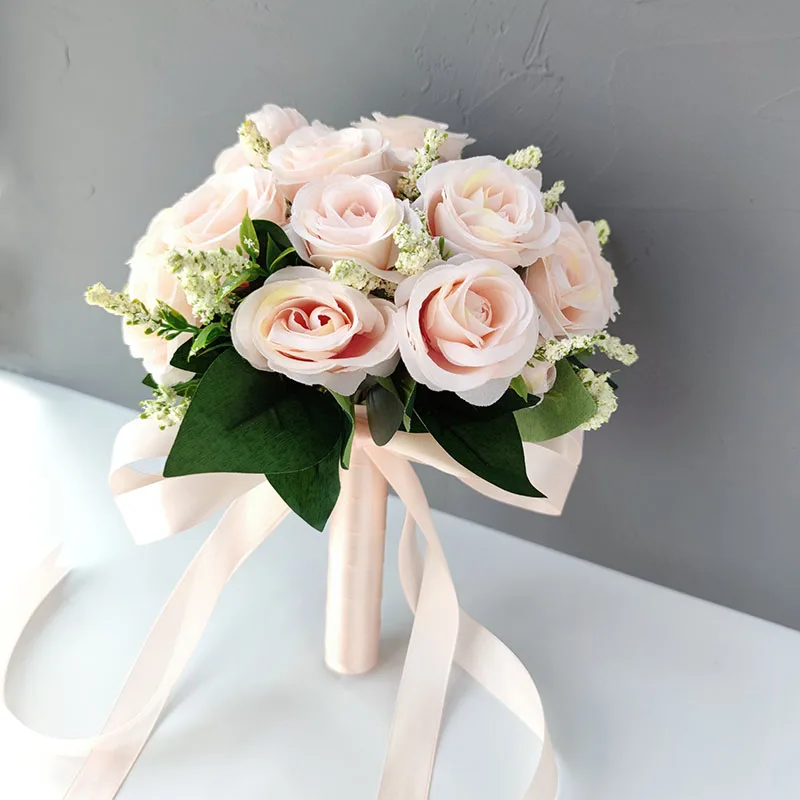 Bridal Bridesmaid Wedding Bouquet White Silk Flowers Roses Artificial Bride  Boutonniere Pins Mariage Bouquet Wedding Accessories - Wedding Bouquet -  AliExpress