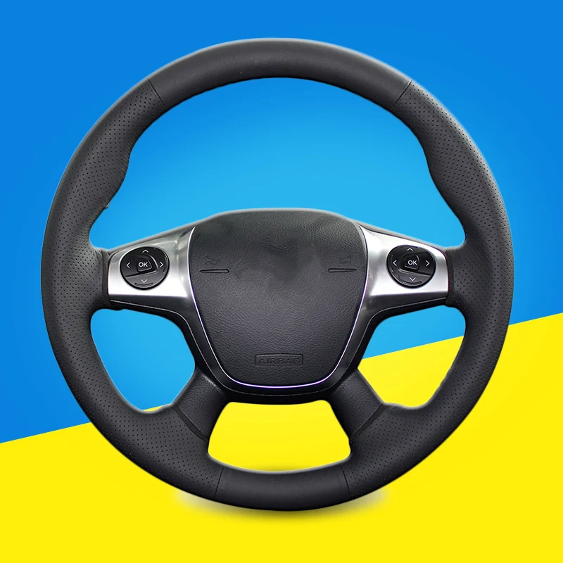 Авто оплетка на руль Крышка для Ford Focus 3 2012- Kuga Escape 2013- C-MAX 2011- DIY автомобиля рулевые чехлы
