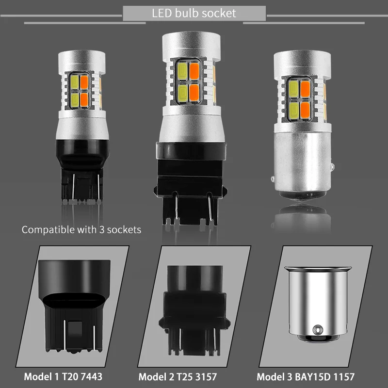 Пара Двойной Цвет T20 7443 Автомобильный светодиодный указатели поворота T25 3157 BAY15D 1157 белые дневные ходовые огни Янтарный светодиодный переключающаяся лампочка