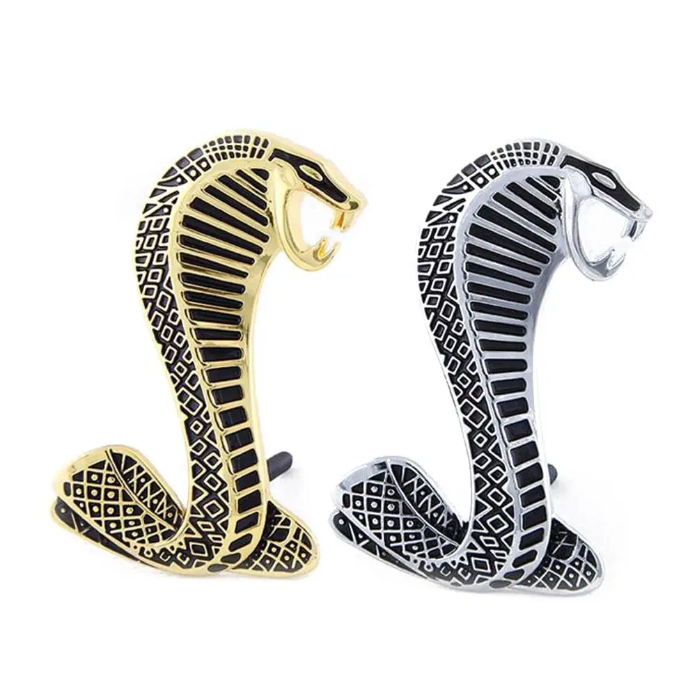 

3D Metal Chrome Car Sticker Grille Turn Sign Cobra Logo For Ford Mustang Shelby Refit Grille Logo Emblem Carros Car Decoration