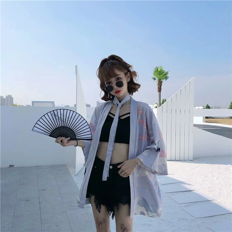 New Japanese Yukata Kimono Haori Female Red-Crowned Crane Traditional Japanese Kimonos Kimono Cardigan Haori Yukata FF2581