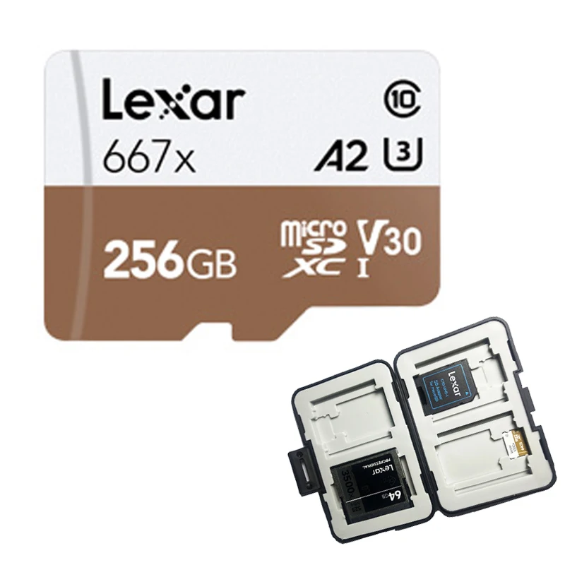 256GB-EZ CASE Lexar слот для карт памяти до 100 МБ/с. микро SD карты 667x C10 256 ГБ TF карта 128 ГБ карты Чехол для беспилотная спортивная видеокамера - Емкость: 256GB-EZ CASE