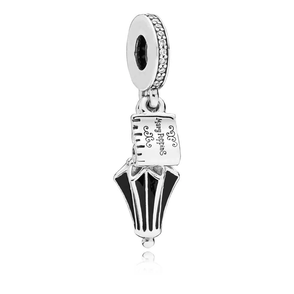 Diseny Mary Poppins' Silhouette Charm настоящие 925 пробы серебряные шармы Diseny подходят к оригинальному браслету Diy Изготовление ювелирных изделий - Окраска металла: С черным цинковым покрытием