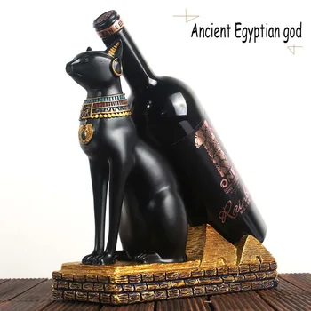 

Creative Egyptian cat god black cat retro wine rack resin crafts living room decoration ornaments