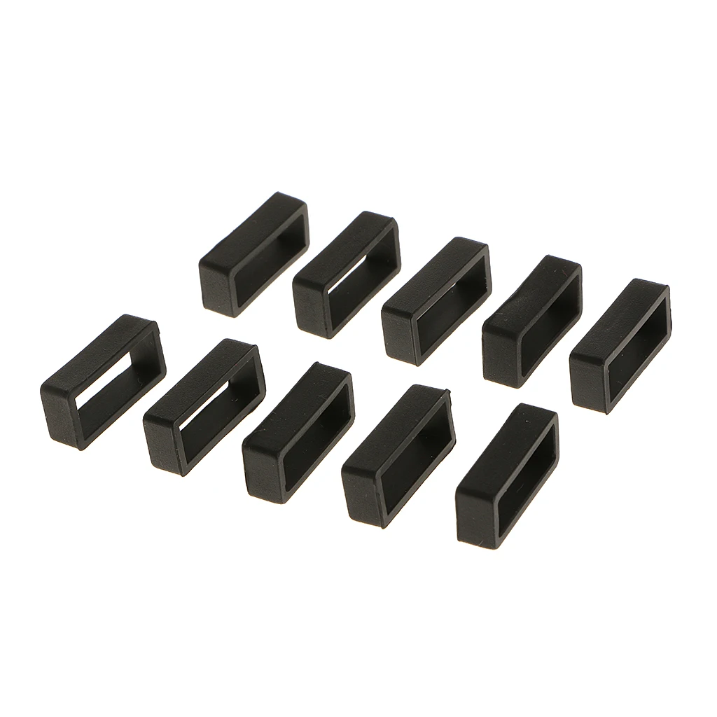 10 Pieces Rubber Watch Band Strap Loops Black Silicone Replacement Resin Watch Bands Keeper Holder Retainer Size 20mm