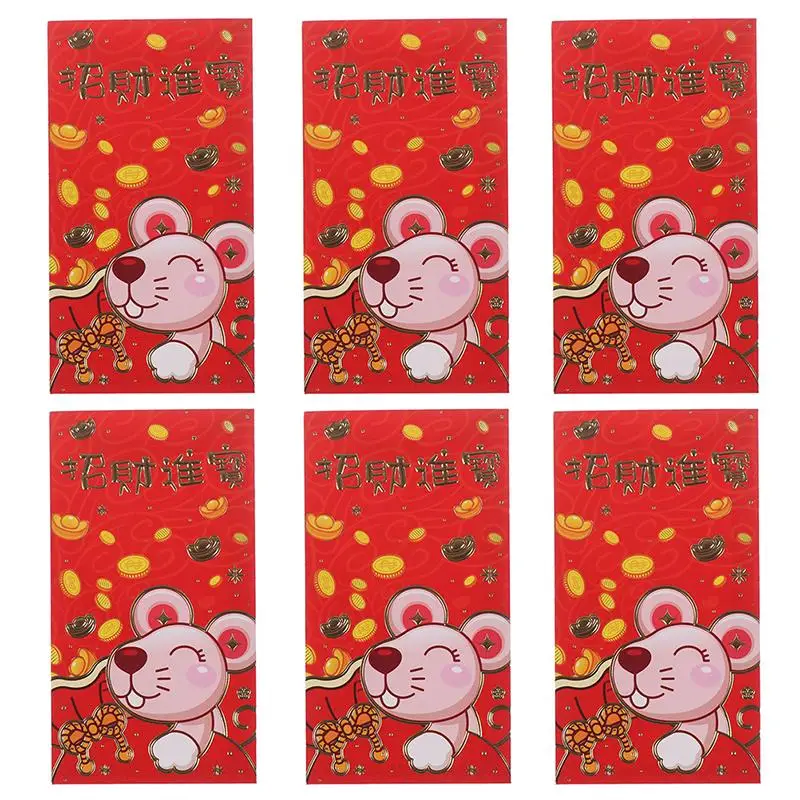 

6pcs/set Spring Festival Red Year of the Rat Packet Bag Lovely Festival Red p48 for Student Cute Creative Money New Year