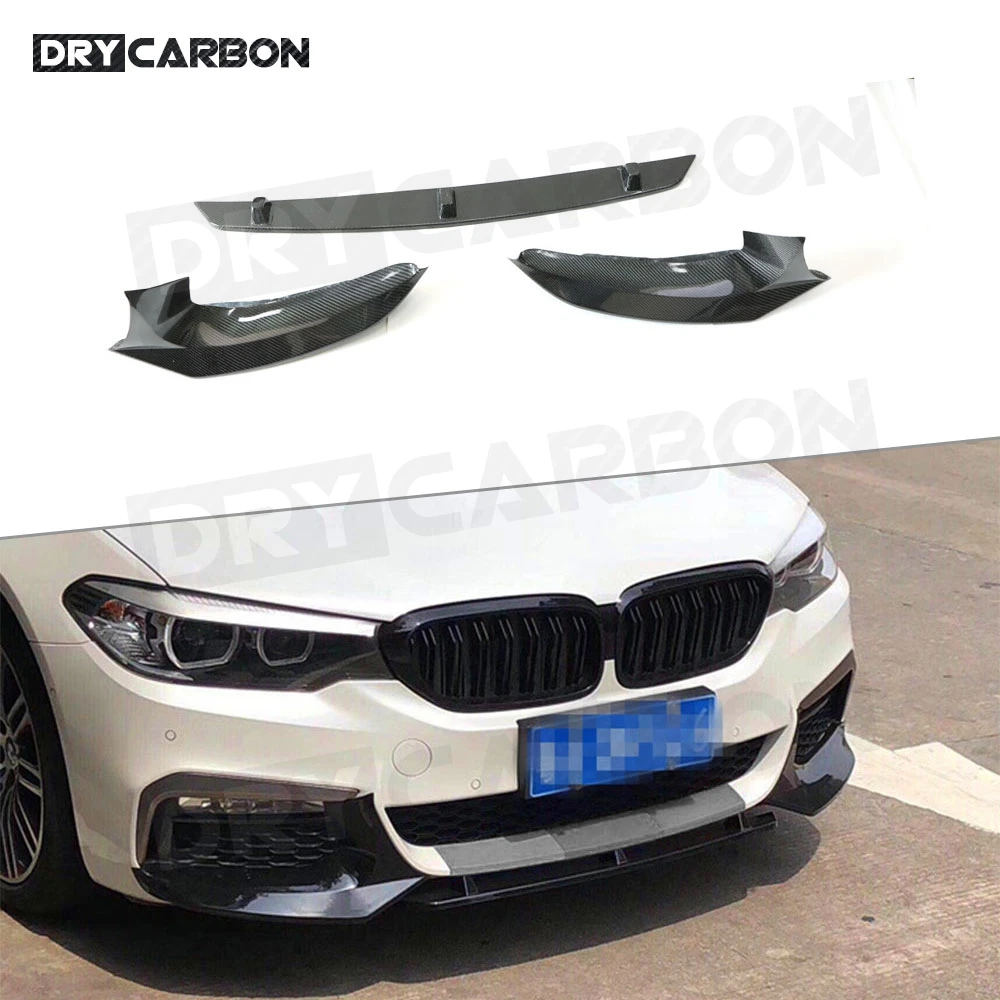 For BMW 5 Series G30 G38 M Sport 2017-2019 Front Bumper Lip Splitters Aprons Carbon Fiber Head Chin Cover Trims