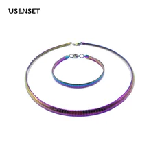 Цветной воротник, ожерелье из нержавеющей стали, 6 мм., женское колье, Torques, ювелирные изделия, цепочка в виде змеи, браслет, набор, подарки для девочек